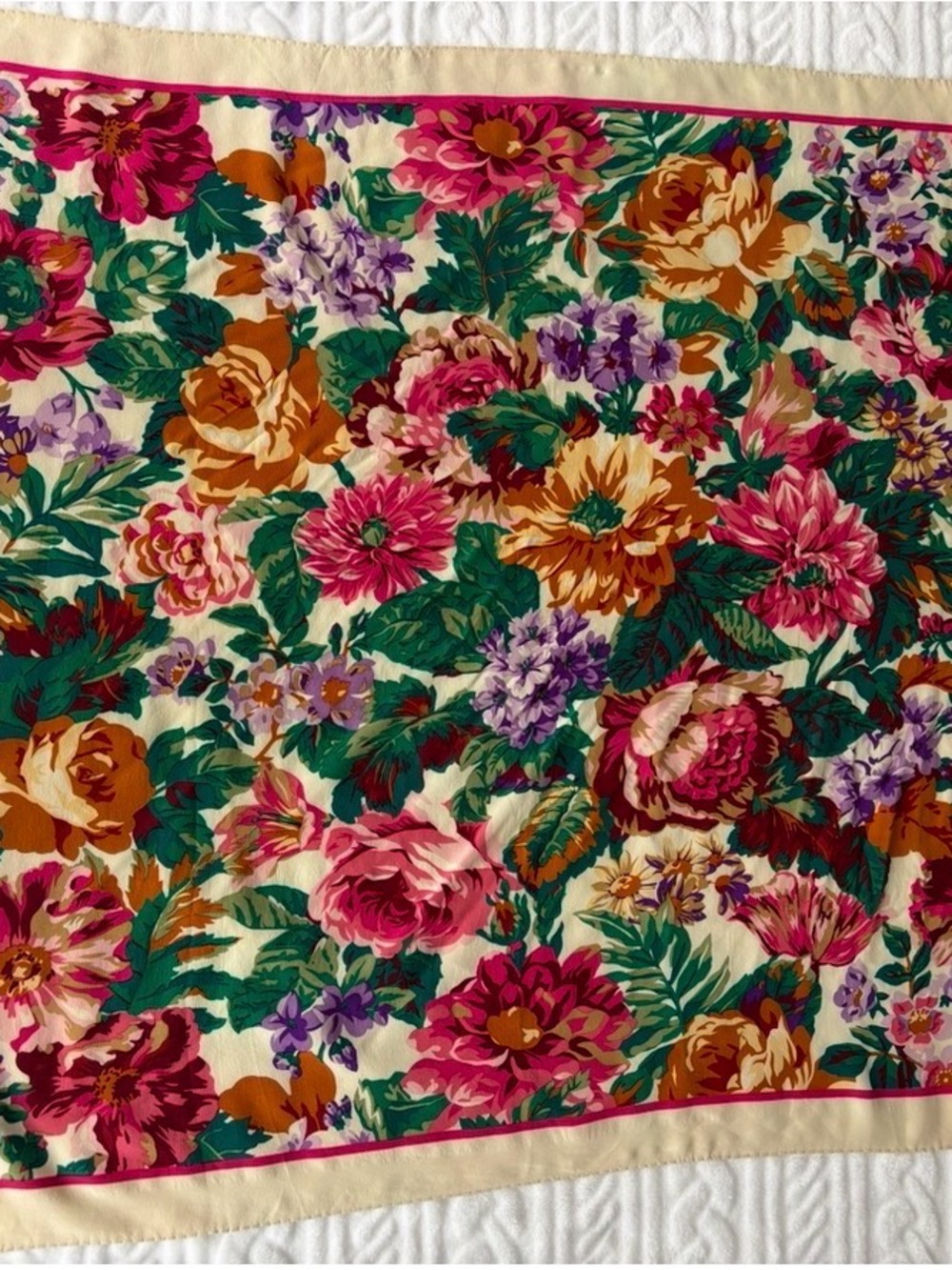 Echo Floral Silk Scarf in Pink, Purple & Green